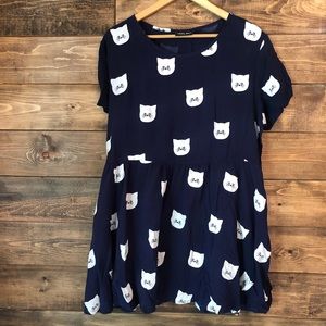 Cat Print Lazy Oaf Dress